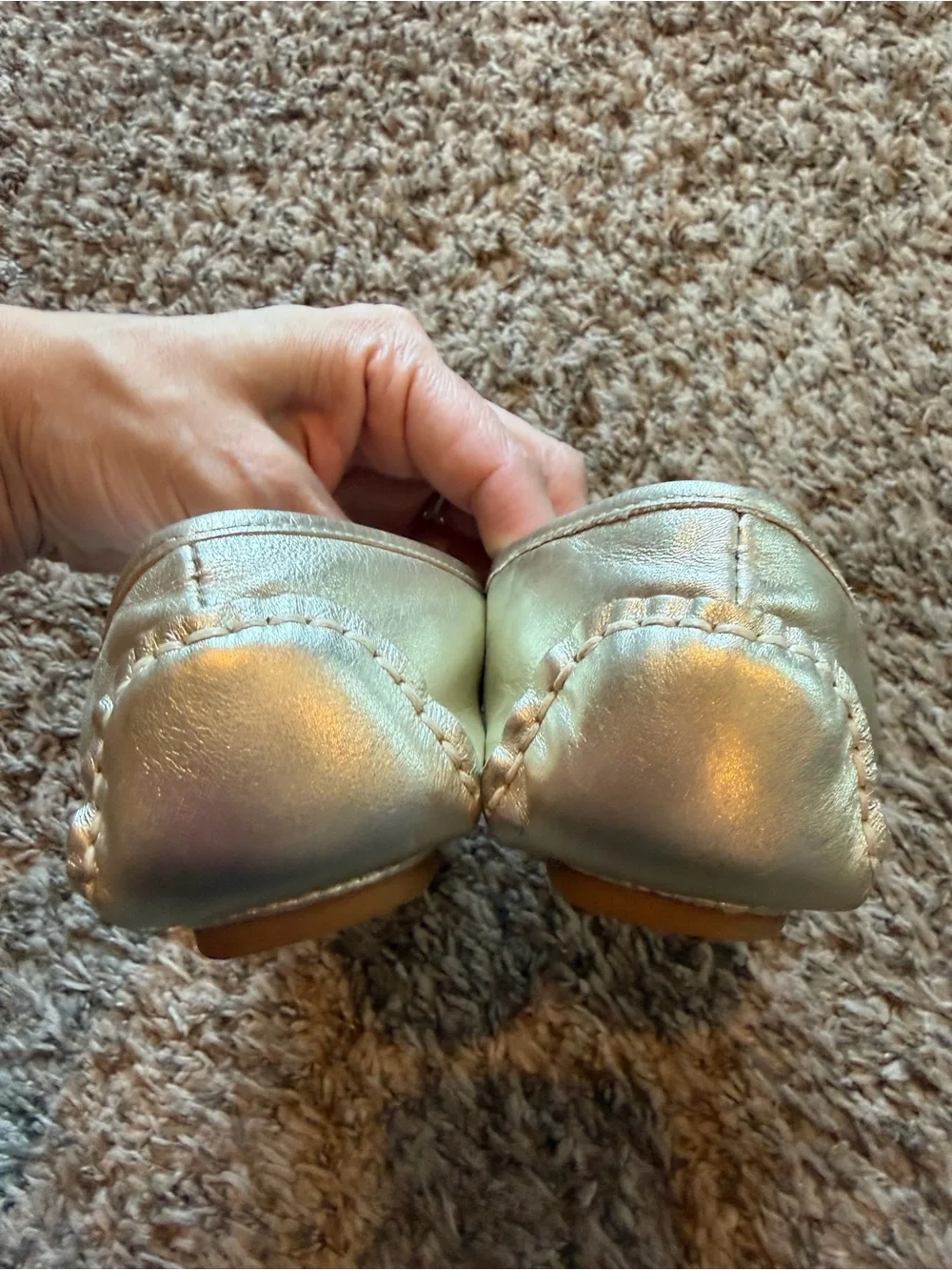 Michael Michael Kors Gold Metallic Leather Ballet Moccasin Flats Size 6M